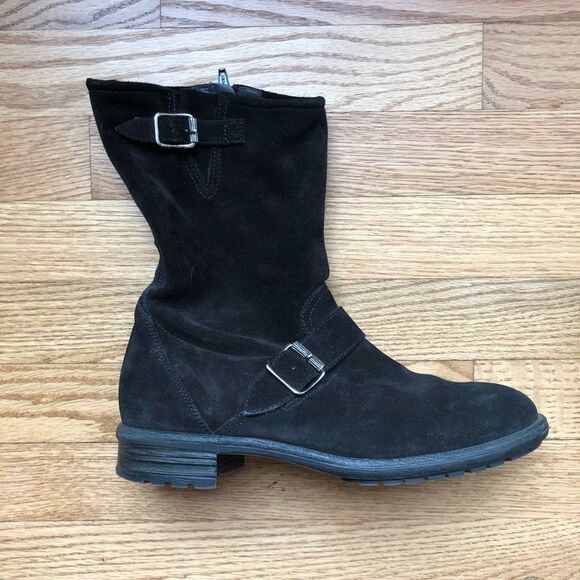 Paul Green Motorcycle Ankle Boots Black Suede 8.5 - Picture 2 of 9